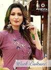 Fiesta Work Culture Latest Casual Wear Designer Three Fourth Sleeve Kurtis Collection
